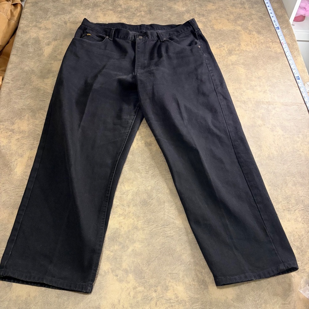 Lee Relaxed Fit Jeans Mens 42x30 Black Straight Leg Denim Pants VTG Made‎ in USA